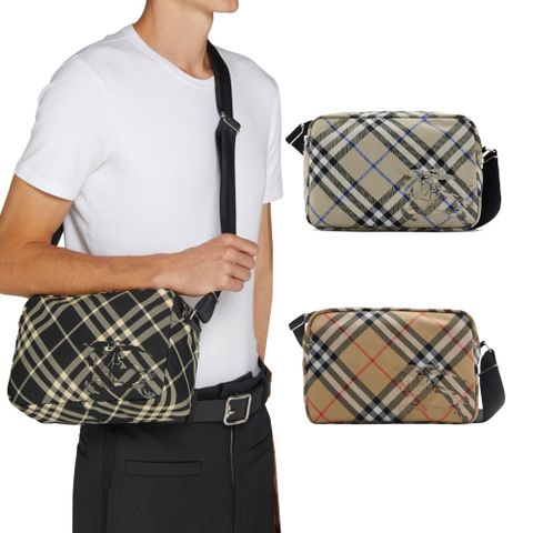 BURBERRY 新款格紋戰LOGO相機包(任選)