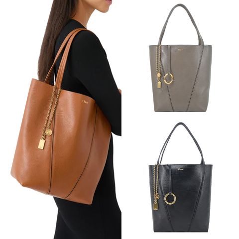 Chloe Spin粒面牛皮中號托特包(任選)