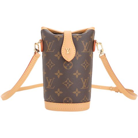 Louis Vuitton LV路易威登 Fold Me M80874 老花帆布拼牛皮斜背薯條包(咖啡色)