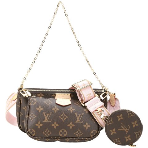 Louis Vuitton LV路易威登 M44840 Monogram 路易威登三合一斜背麻將包(粉色)