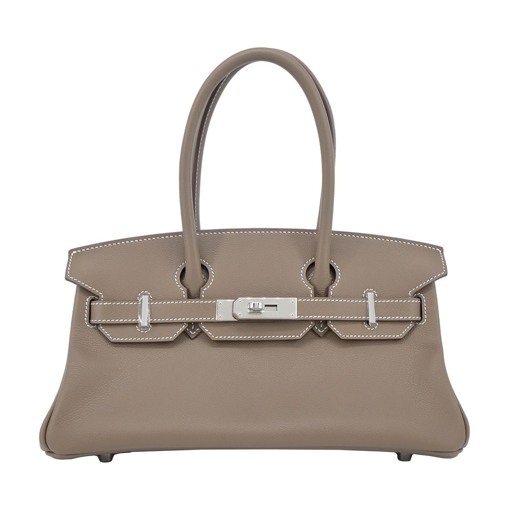 HERMES 愛馬仕 Birkin Shoulder 29 Evercolor牛皮 走秀款限量手提柏金包 (大象灰/W刻/銀釦)