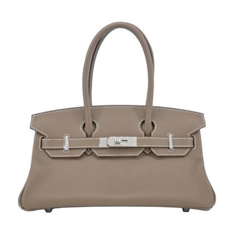 HERMES 愛馬仕 Birkin Shoulder 29 Evercolor牛皮 走秀款限量手提柏金包 (大象灰/W刻/銀釦)