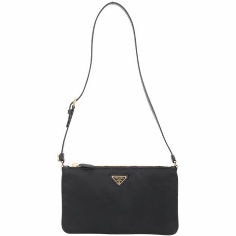 PRADA 普拉達 Re-Nylon 三角牌可調肩帶化妝包(黑色)
