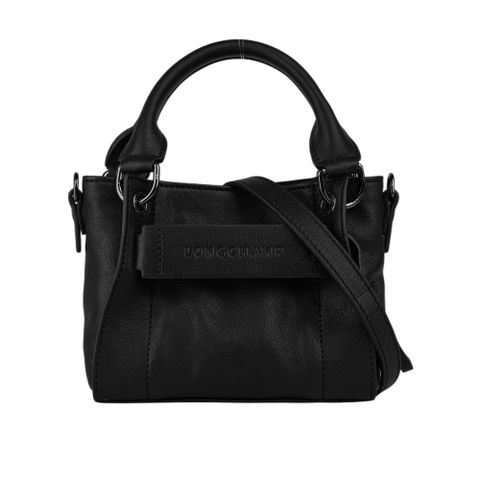 LONGCHAMP 3D XS Logo 壓印小牛皮迷你二用包(黑色) 10254 HCV 001