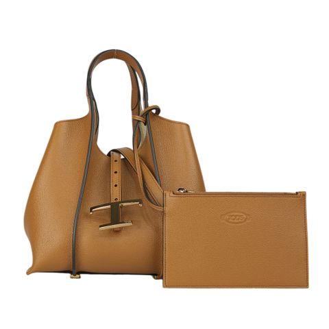 TODS T Timeless 附小袋迷你手提/斜背二用包(棕色) XBWTSBA9100Q8E S410