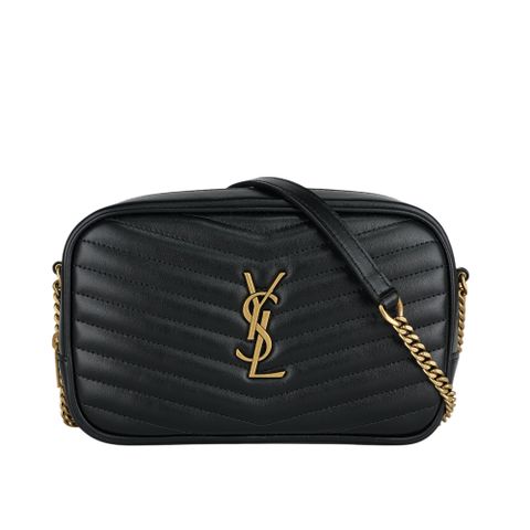 YSL Mini Lou 金字V紋小牛皮相機包/斜背包(黑色) 748849 DV707 1000