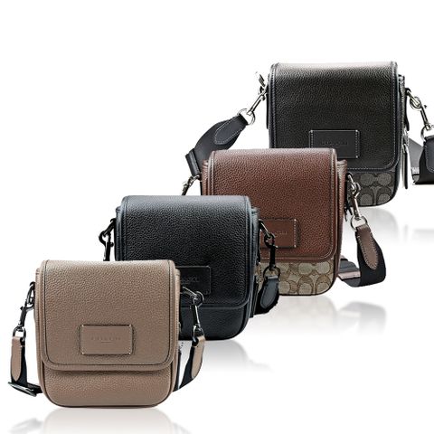 COACH LOGO緹花布/皮革上翻蓋斜背包(多色多款)