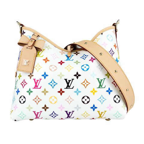 LV 村上隆聯名款 Monogram CarryAll PM 白彩塗層帆布肩背包 M13661