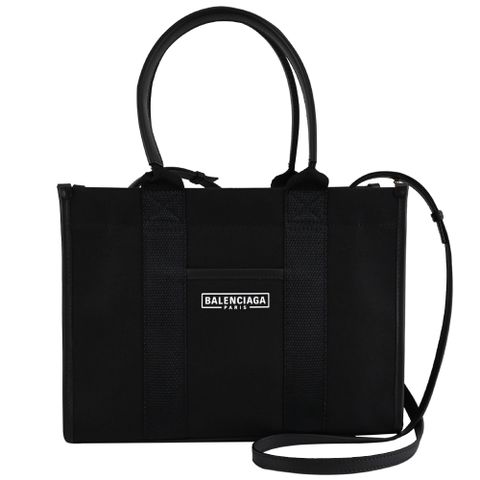 BALENCIAGA 巴黎世家 671402 Hardware 質感帆布兩用小托特包.黑
