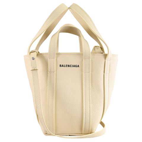 BALENCIAGA 672793 EVERYDAY NORTH-SOUTH 雙提把牛皮手提斜背兩用包.淡黃 XS