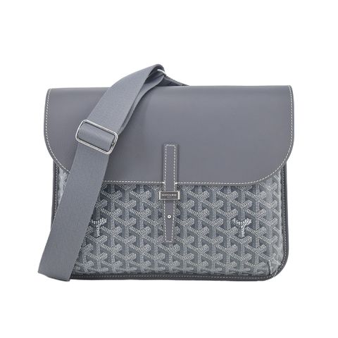 GOYARD 高雅德 翻蓋皮扣郵差包-灰