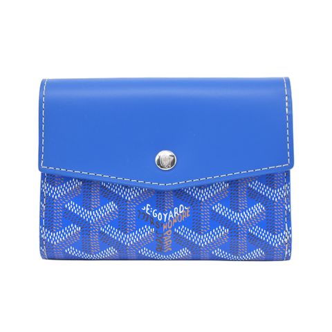 GOYARD 拼接塗料帆布三折短夾-天藍