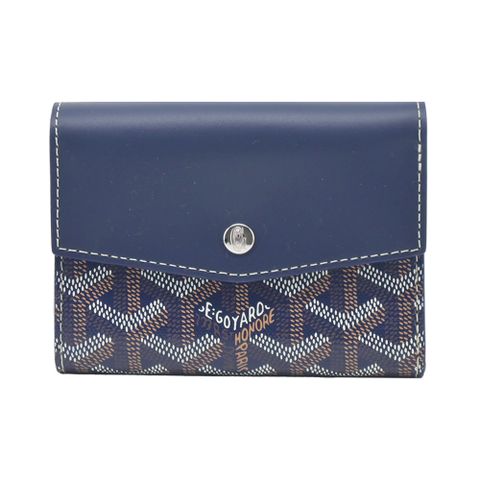 GOYARD 拼接塗料帆布三折短夾-海軍藍