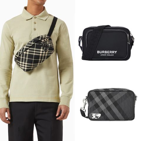BURBERRY 新款格紋腰包/相機包/斜背包(任選)
