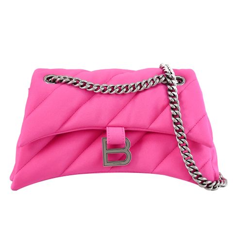 BALENCIAGA 巴黎世家 782088 CRUSH 絎縫布料沙漏包/鍊包.桃紅