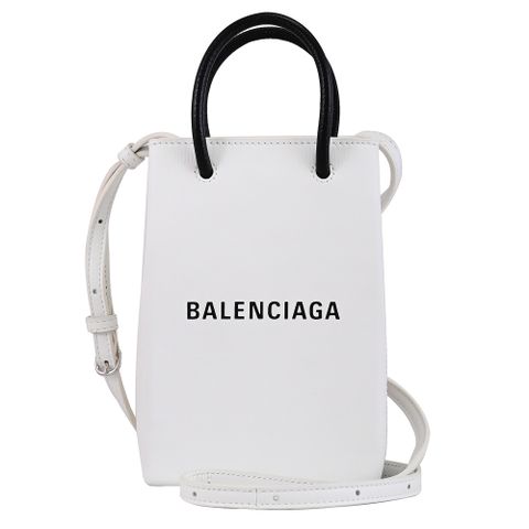 BALENCIAGA 巴黎世家 593826 Shopper 品牌LOGO兩用迷你紙袋包.白