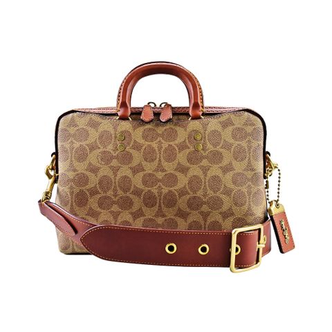 COACH 1941 Rogue Slim Brief 25卡其C Logo PVC手提/斜背公事包男包