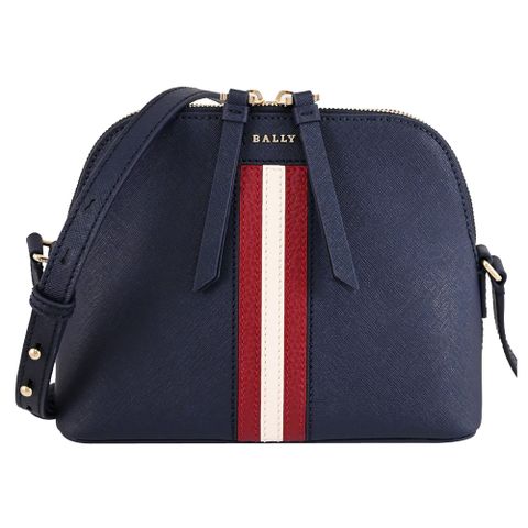 BALLY 6306273 SEMELE 金屬LOGO條紋款斜背貝殼包.深藍