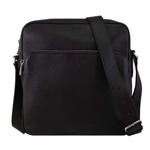 BALLY 6306292 SOREL 壓印LOGO荔枝牛皮斜背方包.深咖
