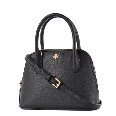TORY BURCH EMERSON 防刮皮革手提/斜背二用貝殼包-黑色/迷你款