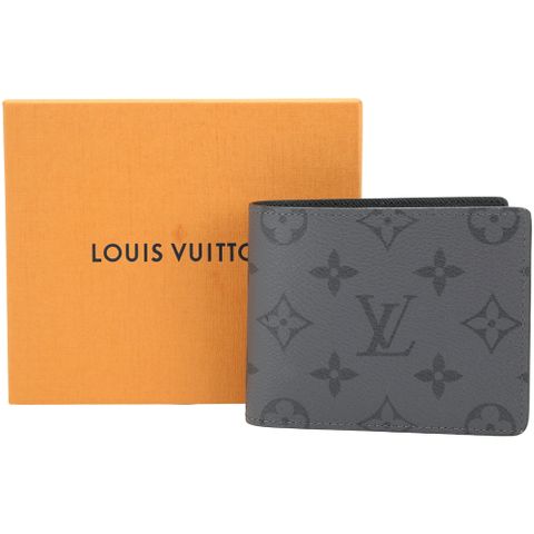 Louis Vuitton LV路易威登 M80906 Slender 印花塗層帆布8卡對折短夾(灰色)