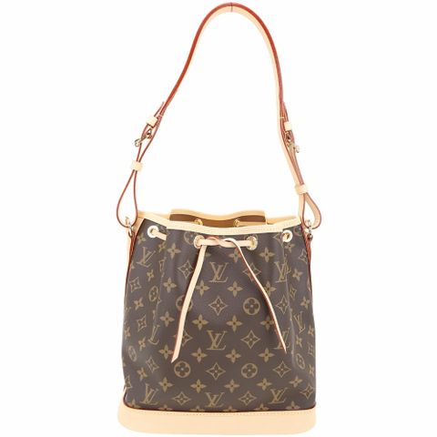 Louis Vuitton LV路易威登 M46984 Petit Noe Monogram經典牛皮帆布水桶包(咖啡色)