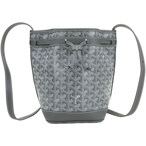 GOYARD Petit Flot 高雅德 塗層帆布抽繩斜背水桶包(深灰)
