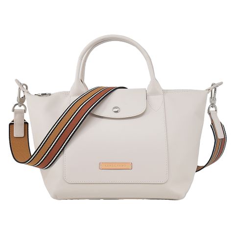 LONGCHAMP LE PLIAGE XTRA系列牛皮織紋寬背帶手提/斜背兩用水餃包(小/白紙)