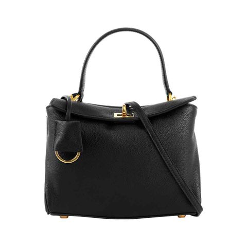 BALENCIAGA 爆款Rodeo 金釦粒面小牛皮迷你手提/斜背二用包(黑色) 795456 2ABV5 1000
