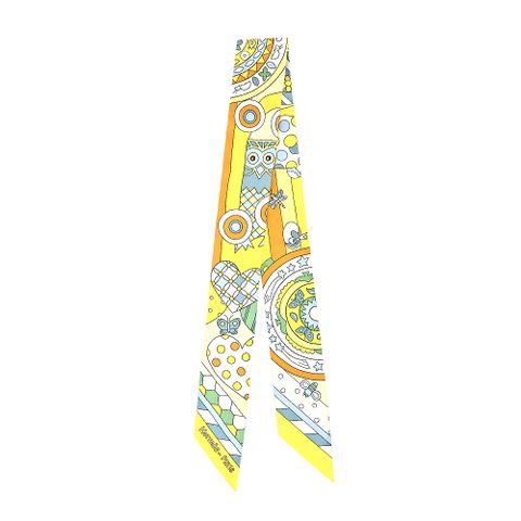 Hermes 愛馬仕 Les Murmures de la Foret 森林的低語Twilly絲巾(艷黃/綠/蜂蜜黃)