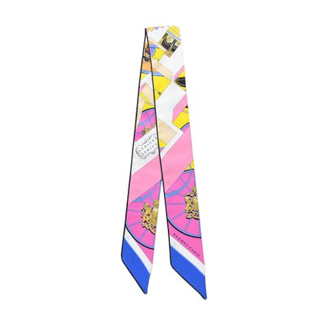 Hermes 愛馬仕 Springs Springs Baguette法國榮譽軍團雙色條紋編繩Twilly絲巾(玫瑰/藍/黑)