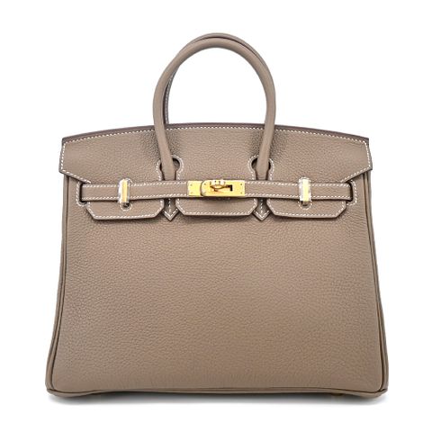 Hermes 愛馬仕 BIRKIN 25CM 18 TOGO B刻 牛皮柏金包(大象灰/金釦)