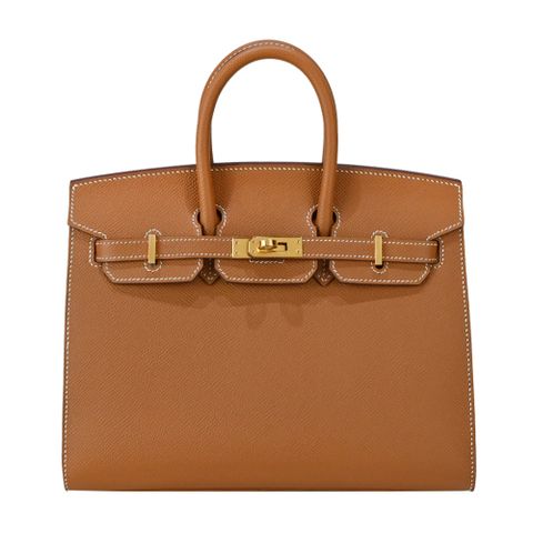 Hermes 愛馬仕 BIRKIN 25CM 37 Epsom牛皮手提柏金包(37金棕/U刻/金釦)