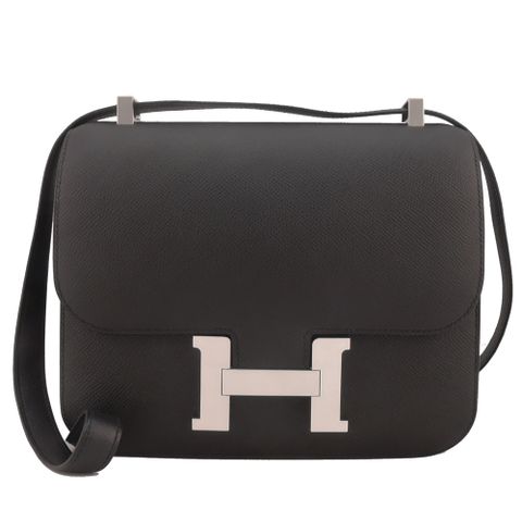 Hermes 愛馬仕 Constance 24CM 89 NOIR Epsom X年 斜背包(經典黑/銀釦)