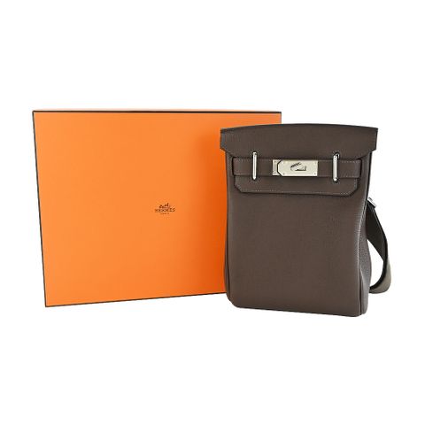 Hermes 愛馬仕 Hac a Dos 18cm TG 牛皮肩背包(可可4H/U刻/銀釦)