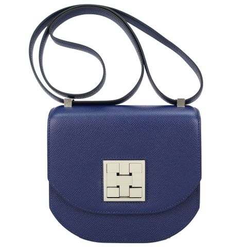 Hermes 愛馬仕 Mosaique au 24 17CM M3 Epsom C刻 馬賽克肩背包(藍/銀釦)