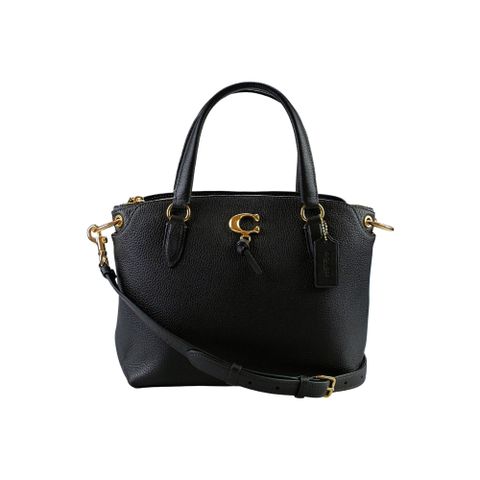 COACH REMI 復古C Logo三層中款手提/斜背餃子包