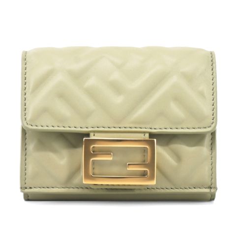 FENDI Baguette FF Logo三折短夾(鼠尾草綠)