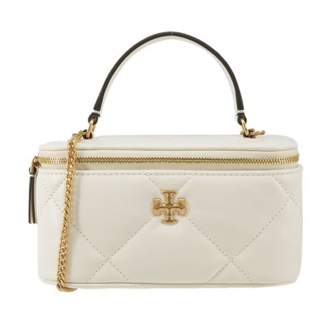 TORY BURCH Kira Diamond 大菱格鍊帶兩用化妝盒包(米白)
