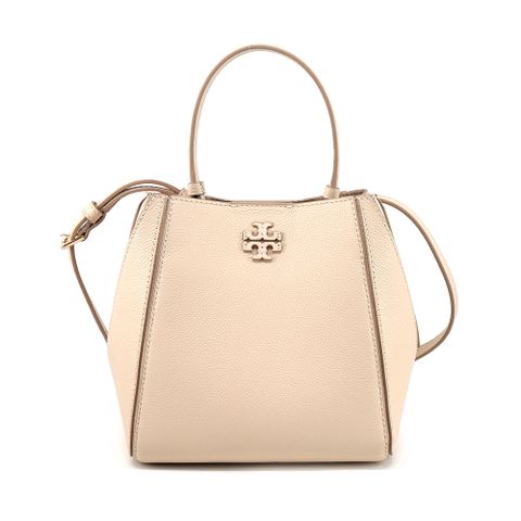 TORY BURCH McGraw 荔枝紋手提/斜背水桶包(奶酪白)
