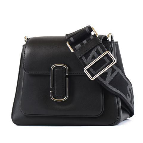 MARC JACOBS Chain 專櫃款 雙J LOGO牛皮手提/斜背二用包-黑色/迷你款