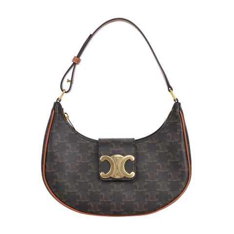 CELINE AVA TRIOMPHE 帆布小牛皮中款肩背包(棕褐色) 114492BZJ.04LU
