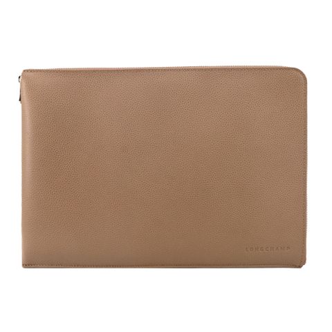 LONGCHAMP LE FOULONNE 系列牛皮筆電/平板/文件收納包(餅乾)