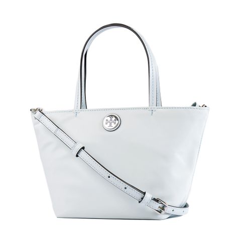 TORY BURCH 金屬標尼龍手提/斜背二用水餃包-淺水綠/迷你款
