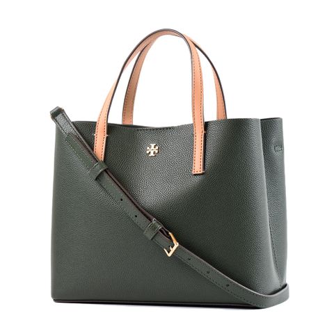 TORY BURCH BLAKE 荔枝紋手提/斜背二用托特包-羅勒綠/小