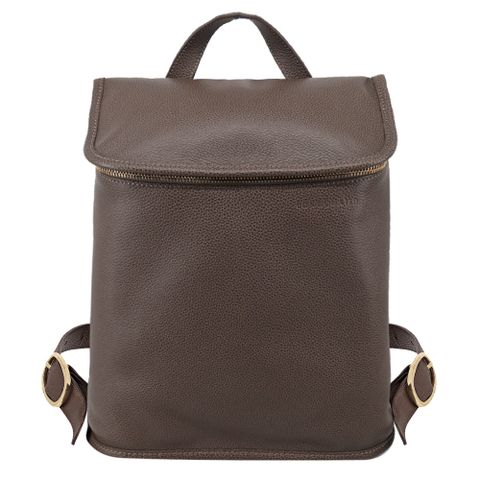 LONGCHAMP LE FOULONNÉ系列牛皮後背包(駝灰)