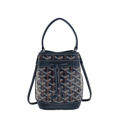 GOYARD 經典Y字老花LOGO防水帆布Mini Petit Flot 手提/斜背水桶包 (藍色)