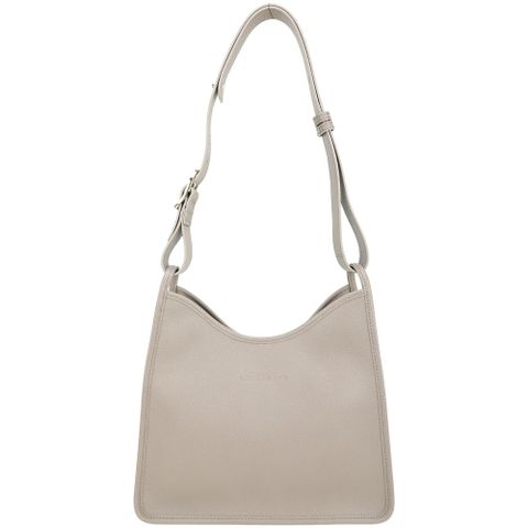 LONGCHAMP Le Foulonne 荔紋牛皮肩背包(淺灰色)