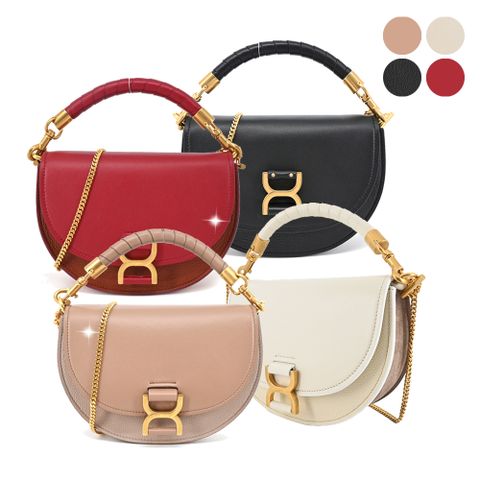 Chloe 新款Marcie 金屬LOGO 小羊皮鏈帶肩背/斜背包(多色選)