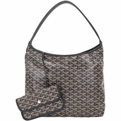GOYARD 高雅德 Boheme Hobo PM 塗層帆布圖騰肩背流浪包(附萬用袋/黑色)